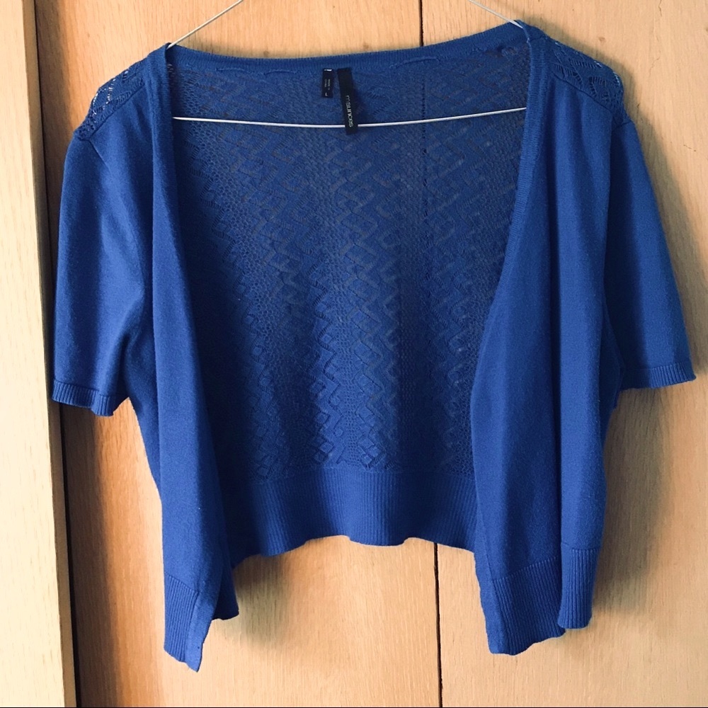 Maurices  Large Cropped Shrug Lace Back Blue